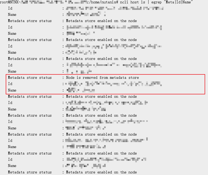 Nutanix Node is removed from metadata store 节点离线故障处置