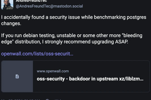 liblzma/xz库被植入后门 (CVE-2024-3094) 影响SSH事件