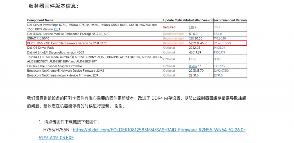 DELL R750 PERC H755 Front 阵列卡固件BUG导致本地存储故障处置